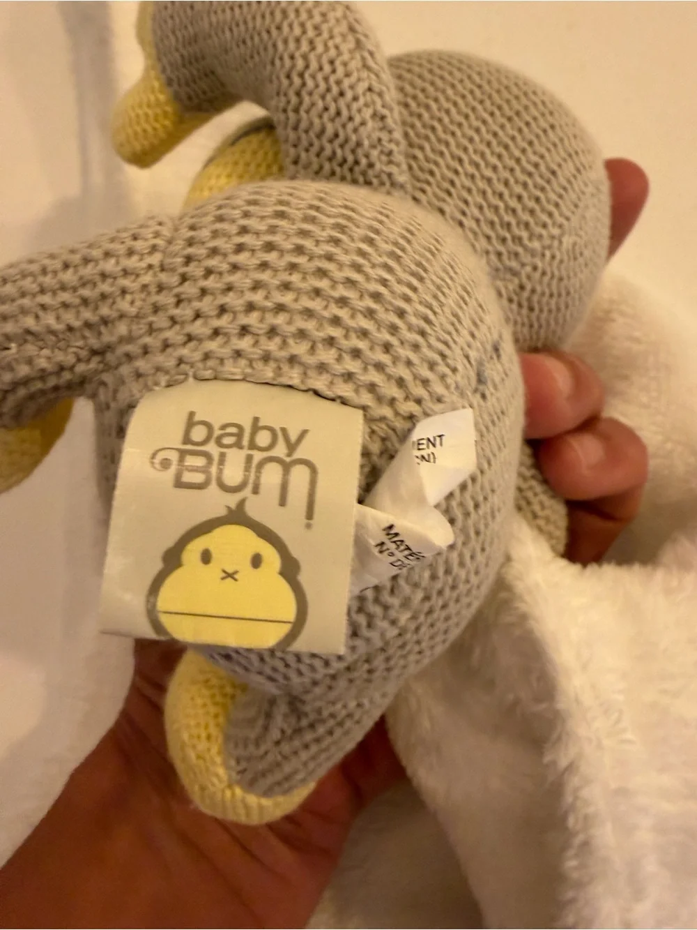 Baby Bum Knit Monkey Security Blanket Lovey Plush Gray & Yellow